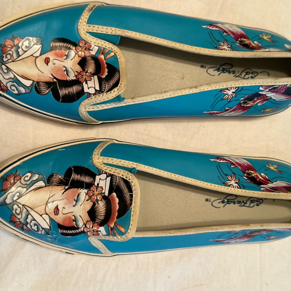 Ed Hardy Graphic Slip On Canvas Ballet Flats - Picture 9 of 9